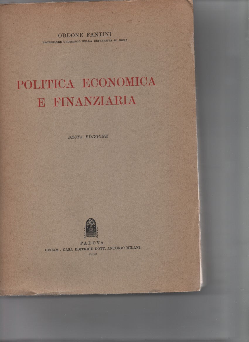 Politica economica e finanziaria - copertina