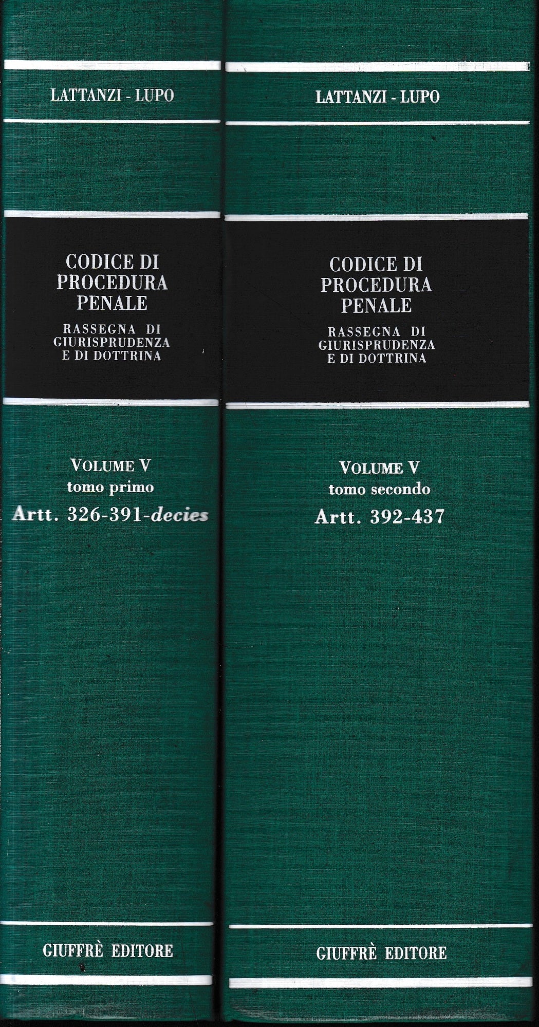 Codice Di Procedura Penale Rassegna - Vol. 5, libro 5, artt, 326-391-decies / 392-437,. Due volumi - copertina