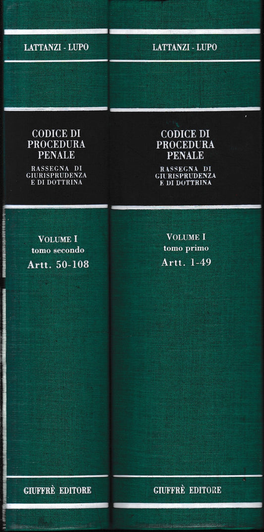 Codice Di Procedura Penale. Vol. 1, libro 1. artt. 1-49 / 50 -108. Due volumi. - copertina
