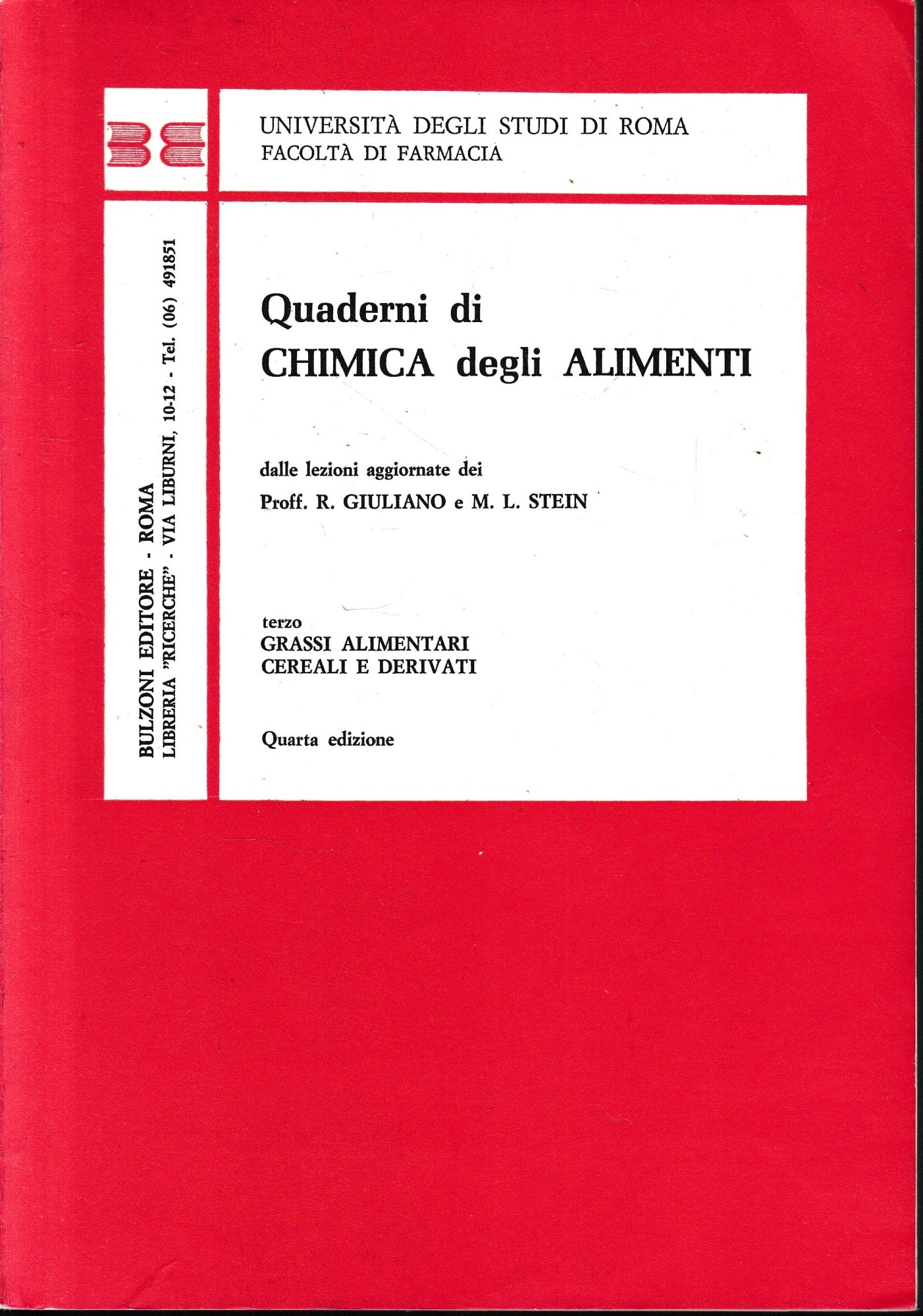 Quaderni di Chimica degli Alimenti, vol. 3°: grassi alimentari cereali e derivati - copertina