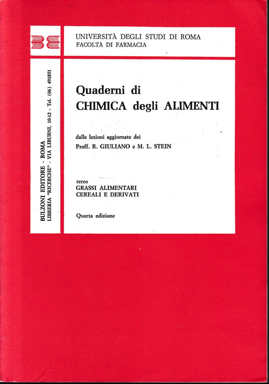 Quaderni di Chimica degli Alimenti, vol. 3°: grassi alimentari cereali e derivati - copertina