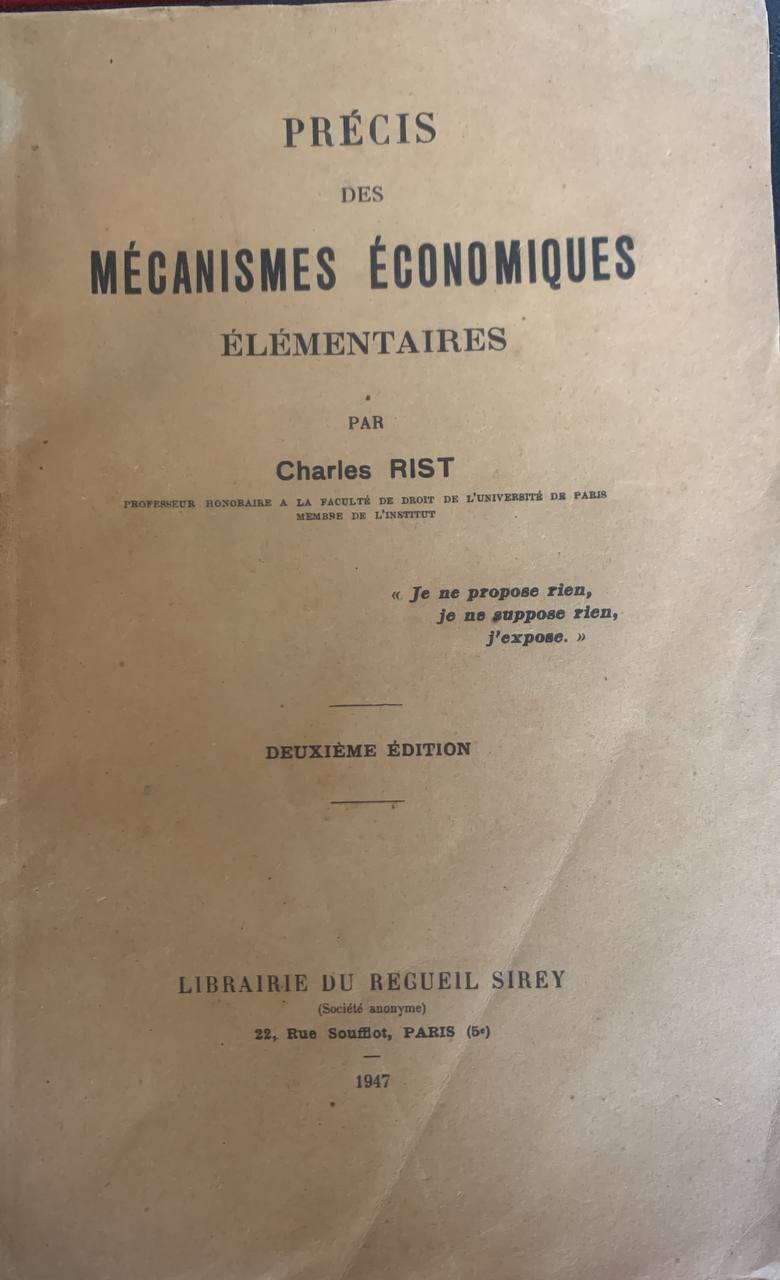 Précis des Mécanismes economiques élémentaires - copertina