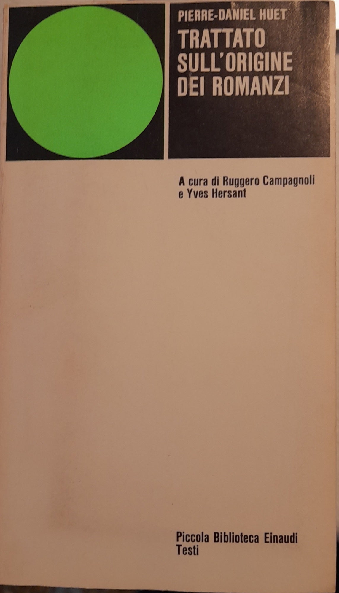 Trattato sull'origine dei romanzi - copertina