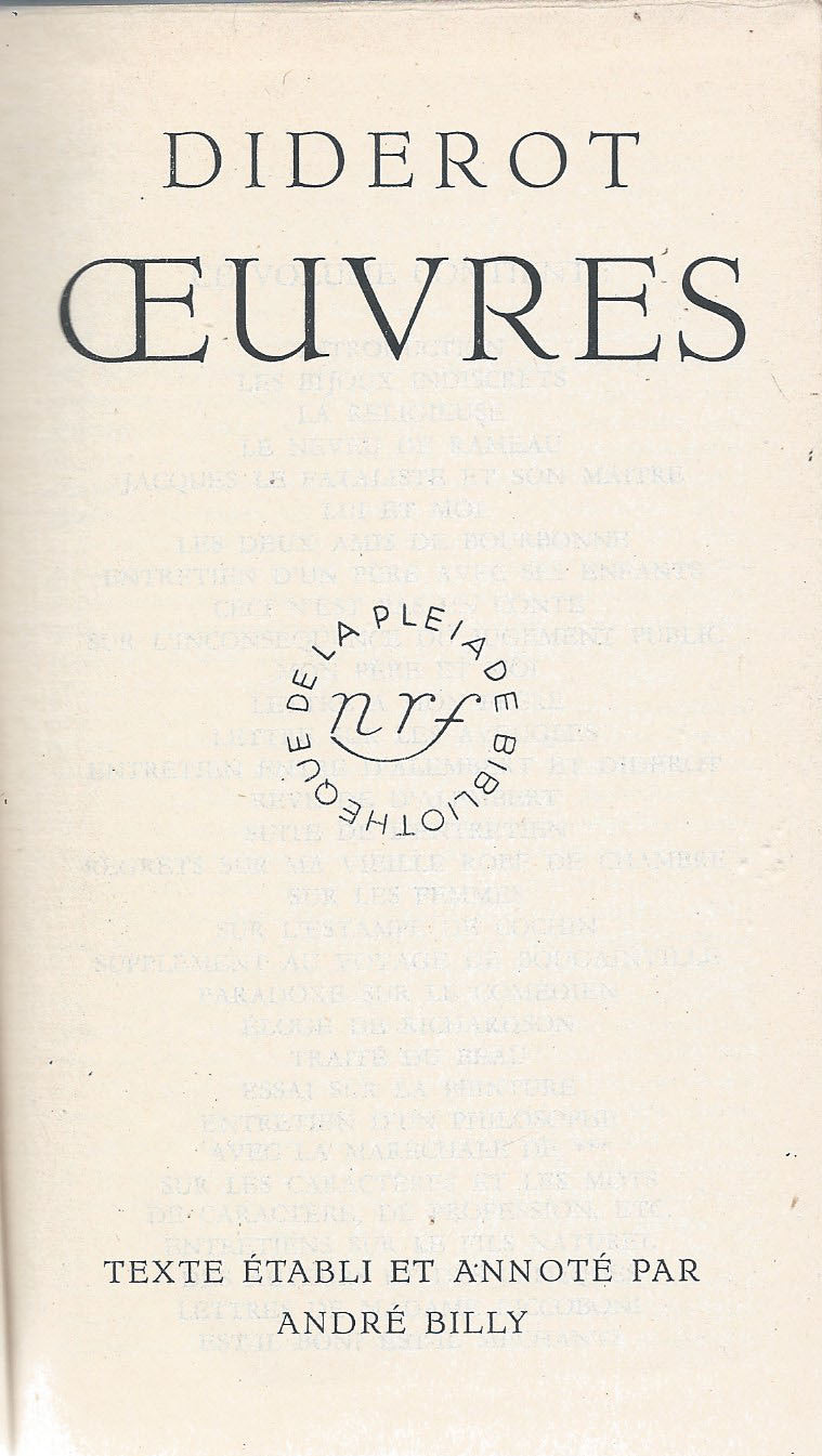 Oeuvres de Diderot - copertina