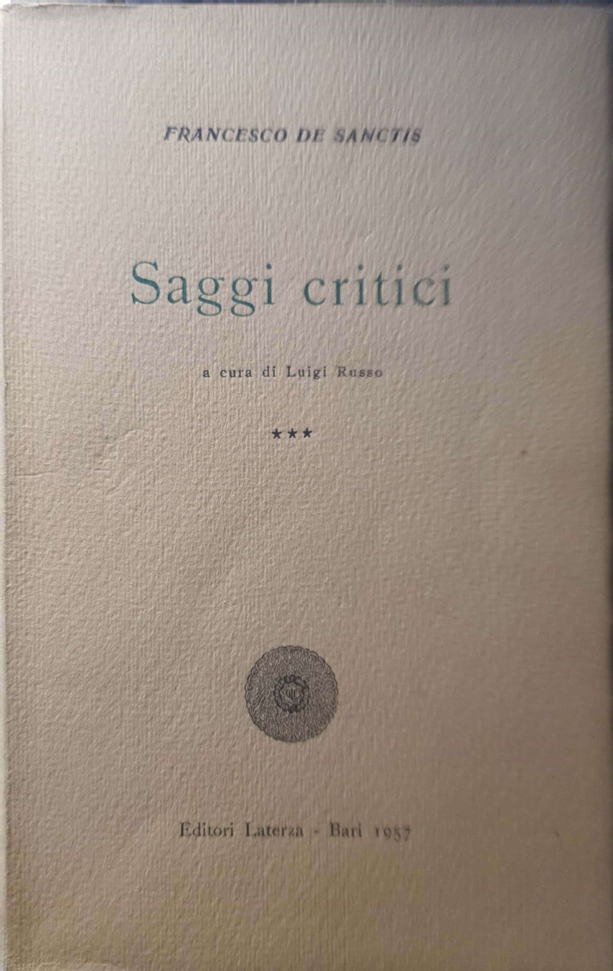 Saggi critici - Volume terzo - copertina