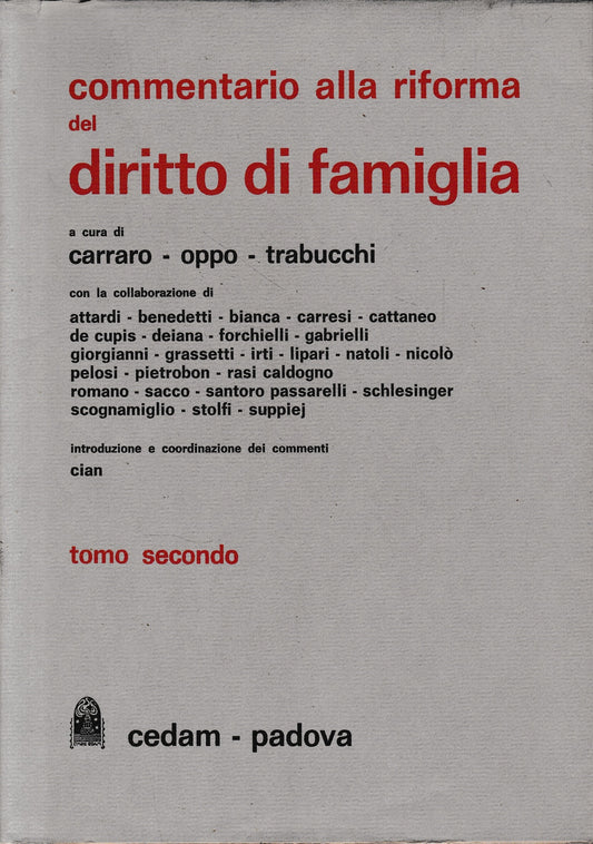 Commentario alla riforma del Diritto di Famiglia, tomo 2°, norme transitorie. artt. 224-240 - copertina