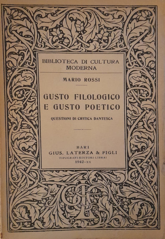 Gusto filologico e gusto poetico. Questioni di critica dantesca - copertina