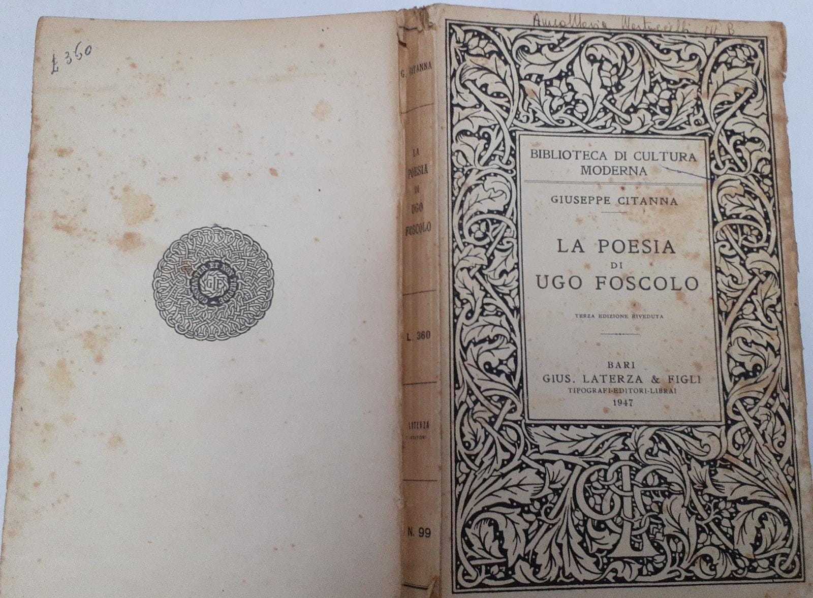La poesia di Ugo Foscolo - copertina