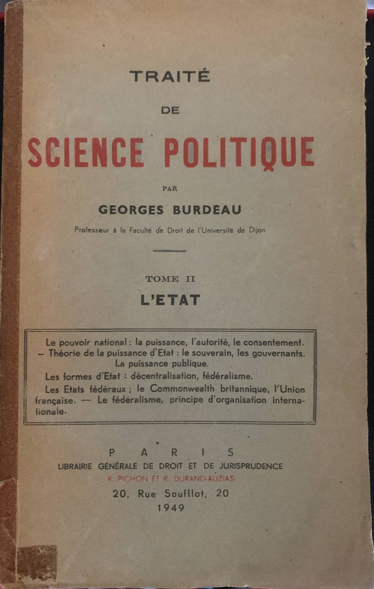 Traité de science politique. Tome II: l'etat - copertina