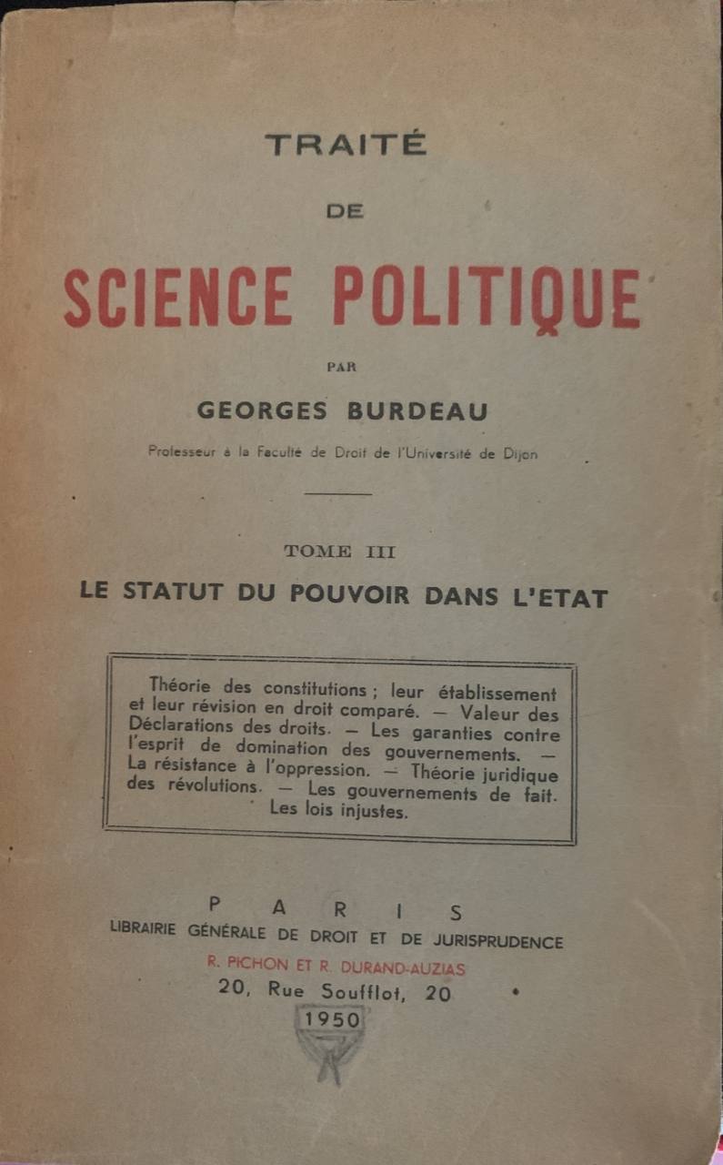 Traité de science politique. Tome III: le statut du povoir dans l'etat - copertina