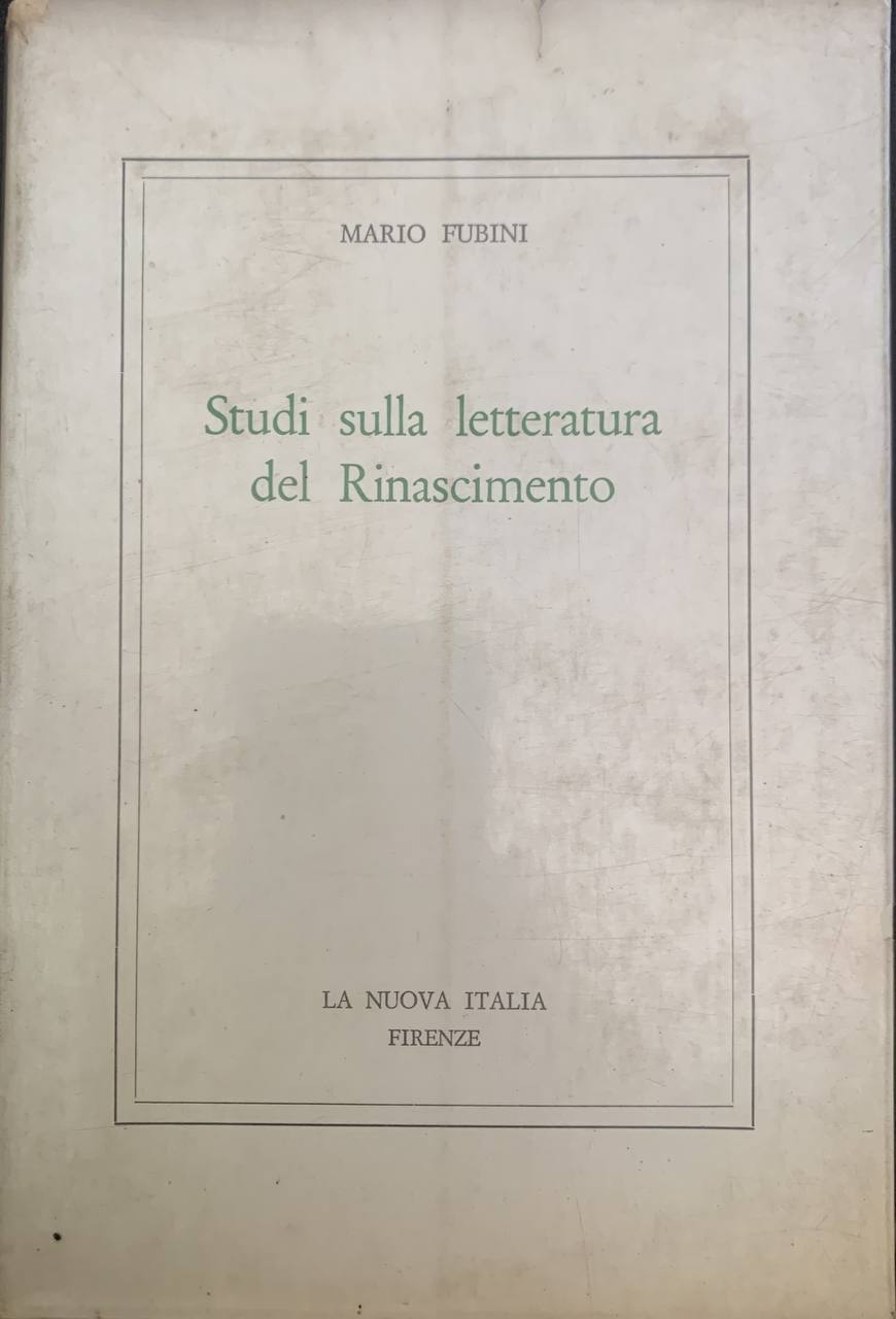 Studi sulla letteratura del Rinascimento - copertina