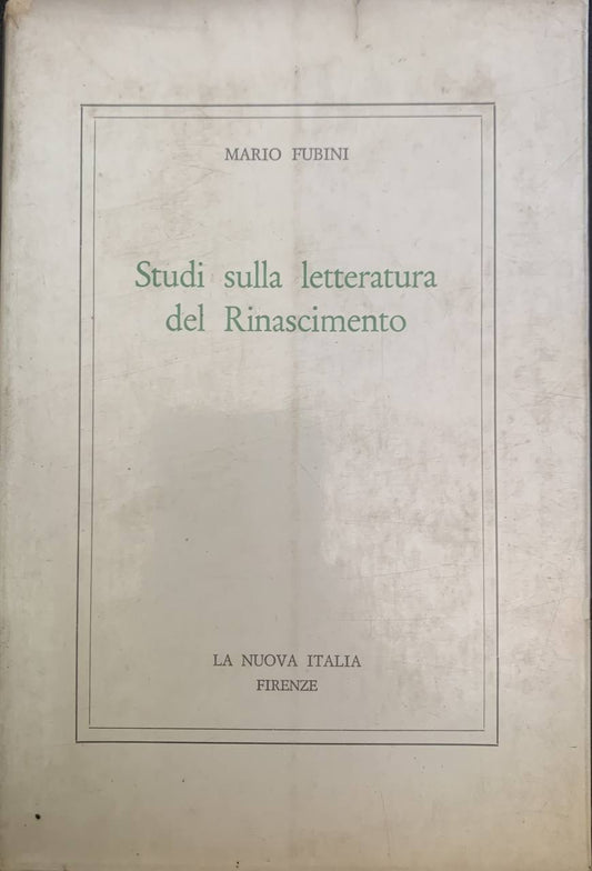 Studi sulla letteratura del Rinascimento - copertina