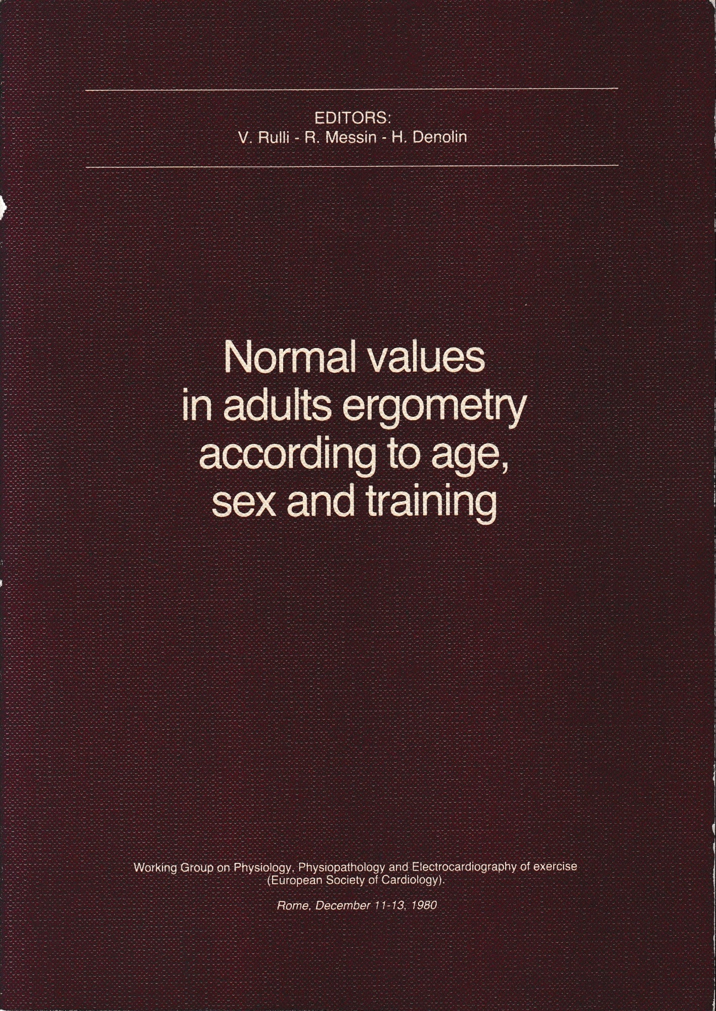 Normal values in adults ergometry according to age, sex and training - copertina