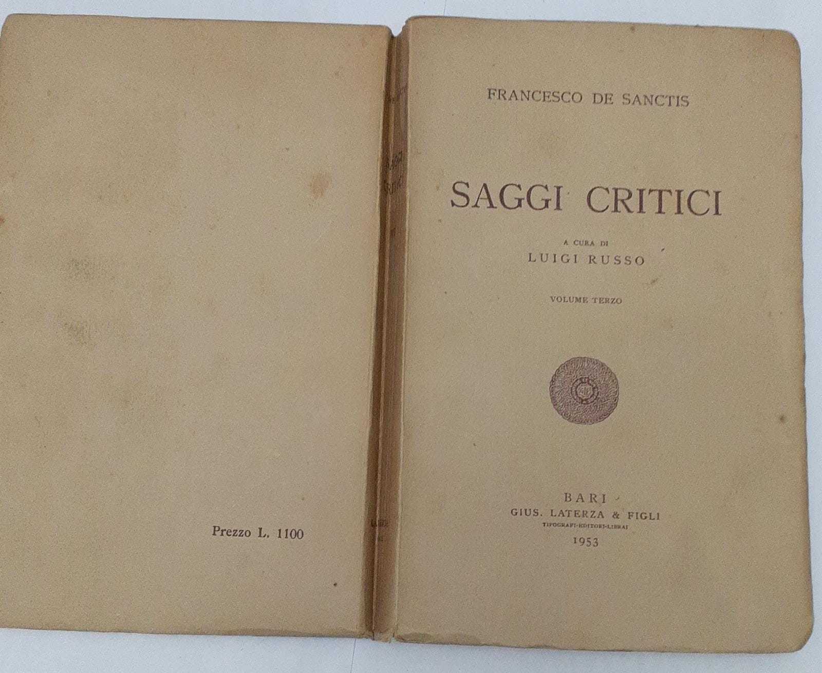 Saggi critici. A cura di Luigi Russo. Volume terzo - copertina