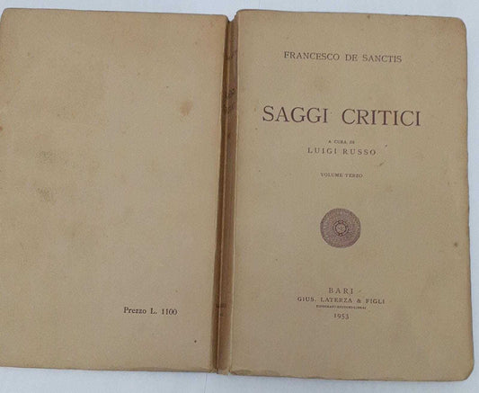 Saggi critici. A cura di Luigi Russo. Volume terzo - copertina