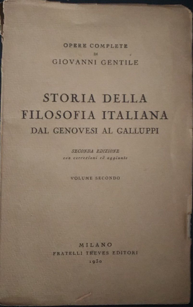 Storia della filosofia italiana. Dal Genovesi al Galluppi - copertina
