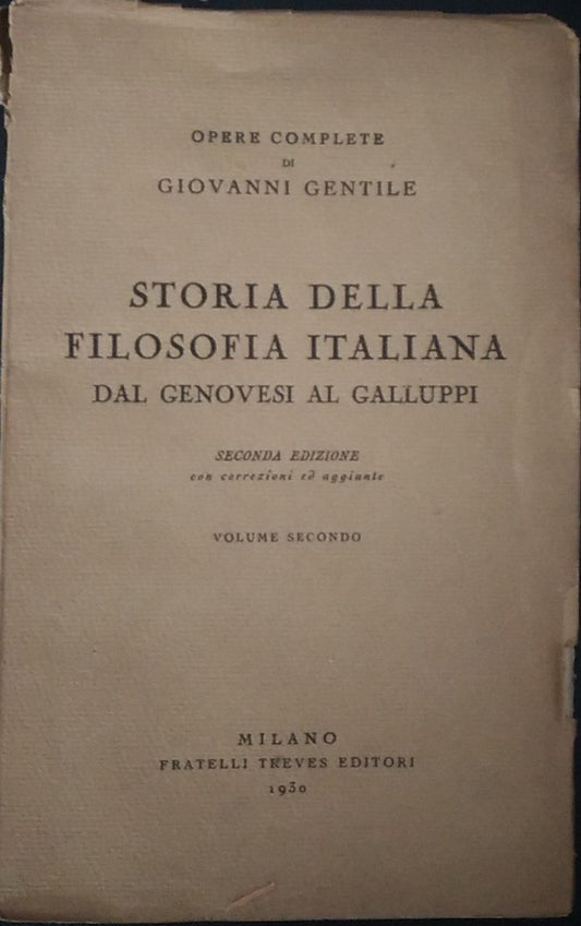Storia della filosofia italiana. Dal Genovesi al Galluppi - copertina