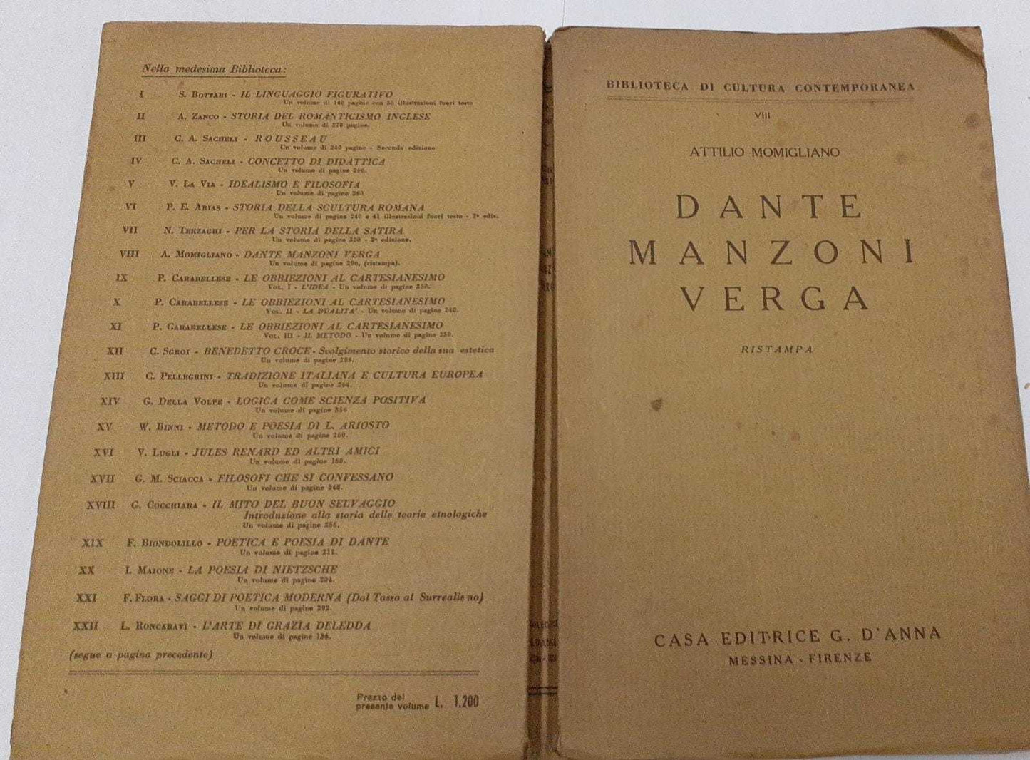 Dante Manzoni Verga - copertina