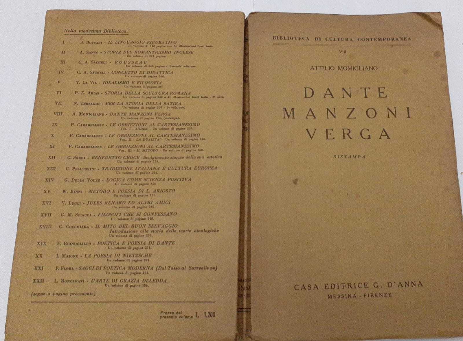 Dante Manzoni Verga - copertina