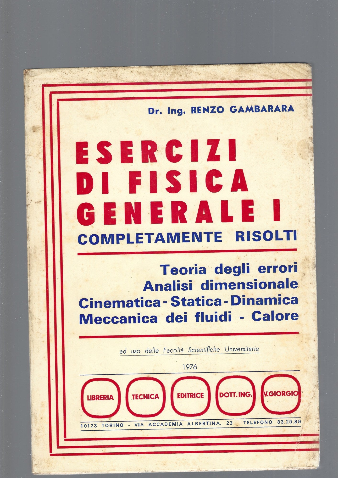 ESERCIZI DI FISICA GENERALE  I - copertina