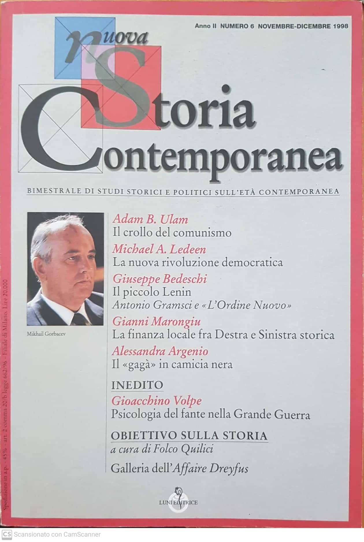 Nuova storia contemporanea. Bimestrale di studi storici e politici sull'età contemporanea. anno II numero 6 - copertina