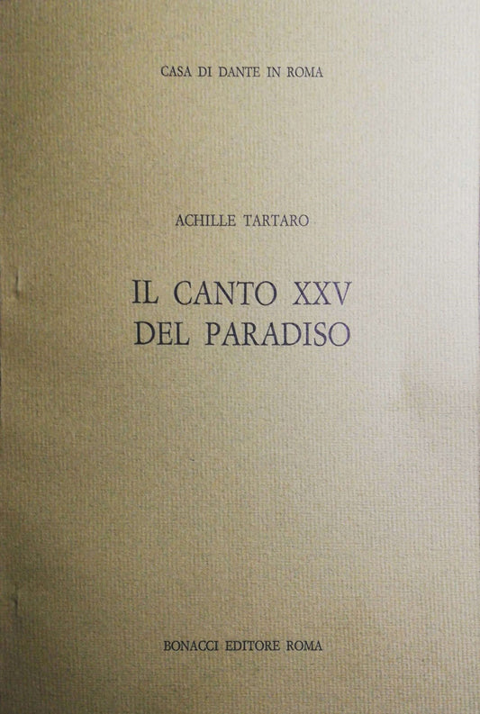 Il canto XXV del Paradiso - copertina