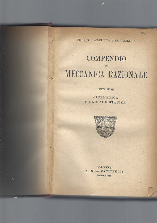 COMPENDIO DI MECCANICA RAZIONALE, parte I - copertina
