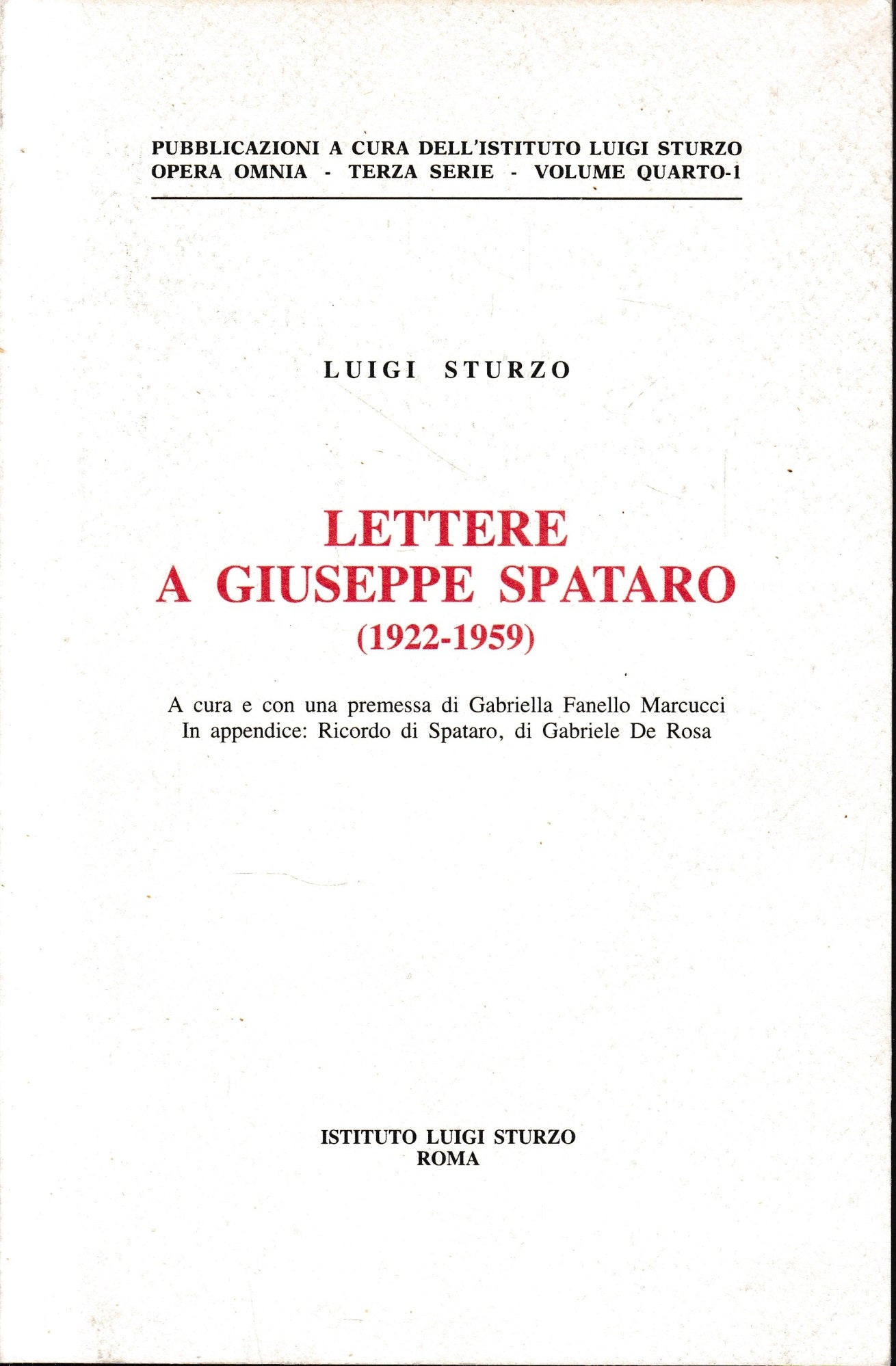 Lettere a Giuseppe Spataro (1922-1959) - copertina