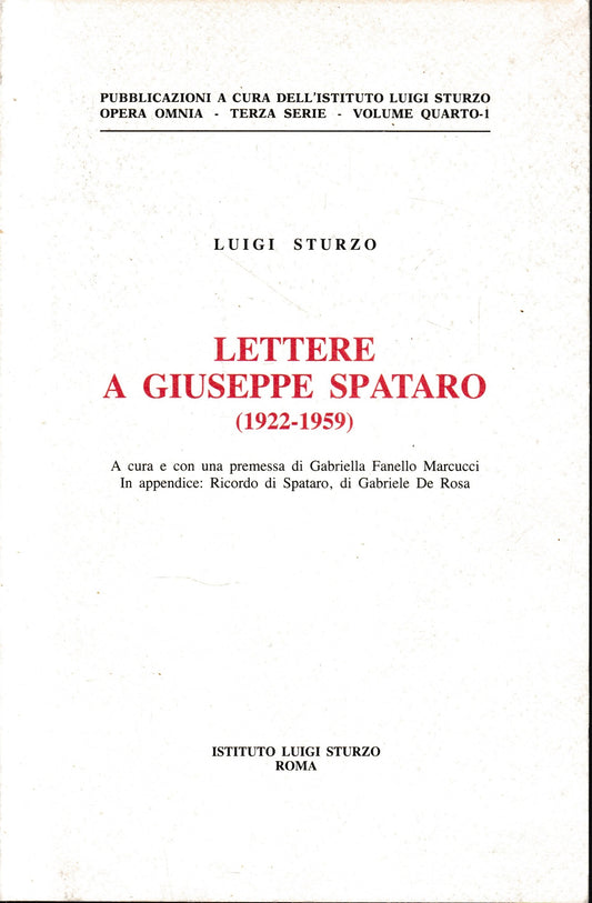 Lettere a Giuseppe Spataro (1922-1959) - copertina