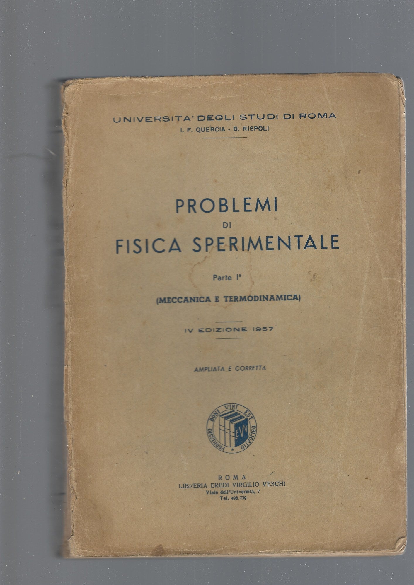 PROBLEMI DI FISICA SPERIMENTALE. Parte prima: Meccanica e Termodinamica - copertina