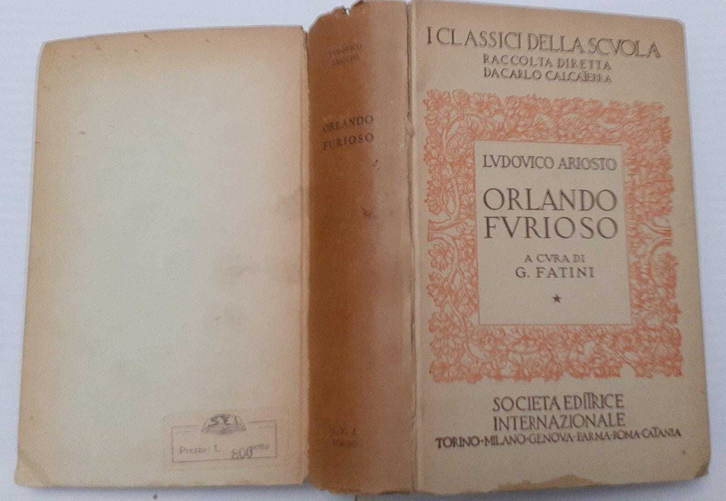 Orlando Furioso e pagine scelte delle opere minori con introduzione commento e riassunti di Giuseppe Fatini - copertina
