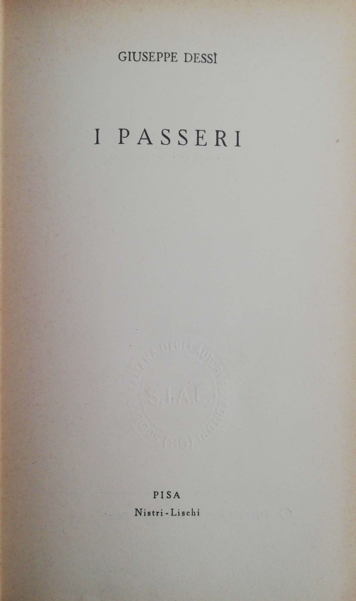 I passeri - copertina