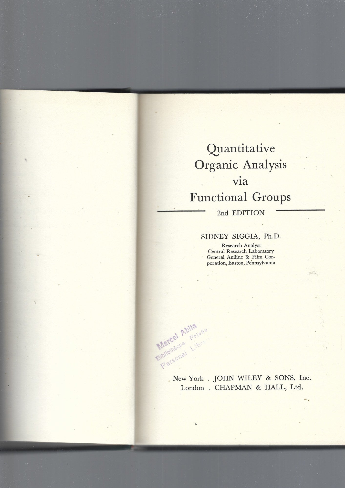 QUANTITATIVE ORGANIC ANALYSIS VIA FUNCTIONAL GROUPS - copertina