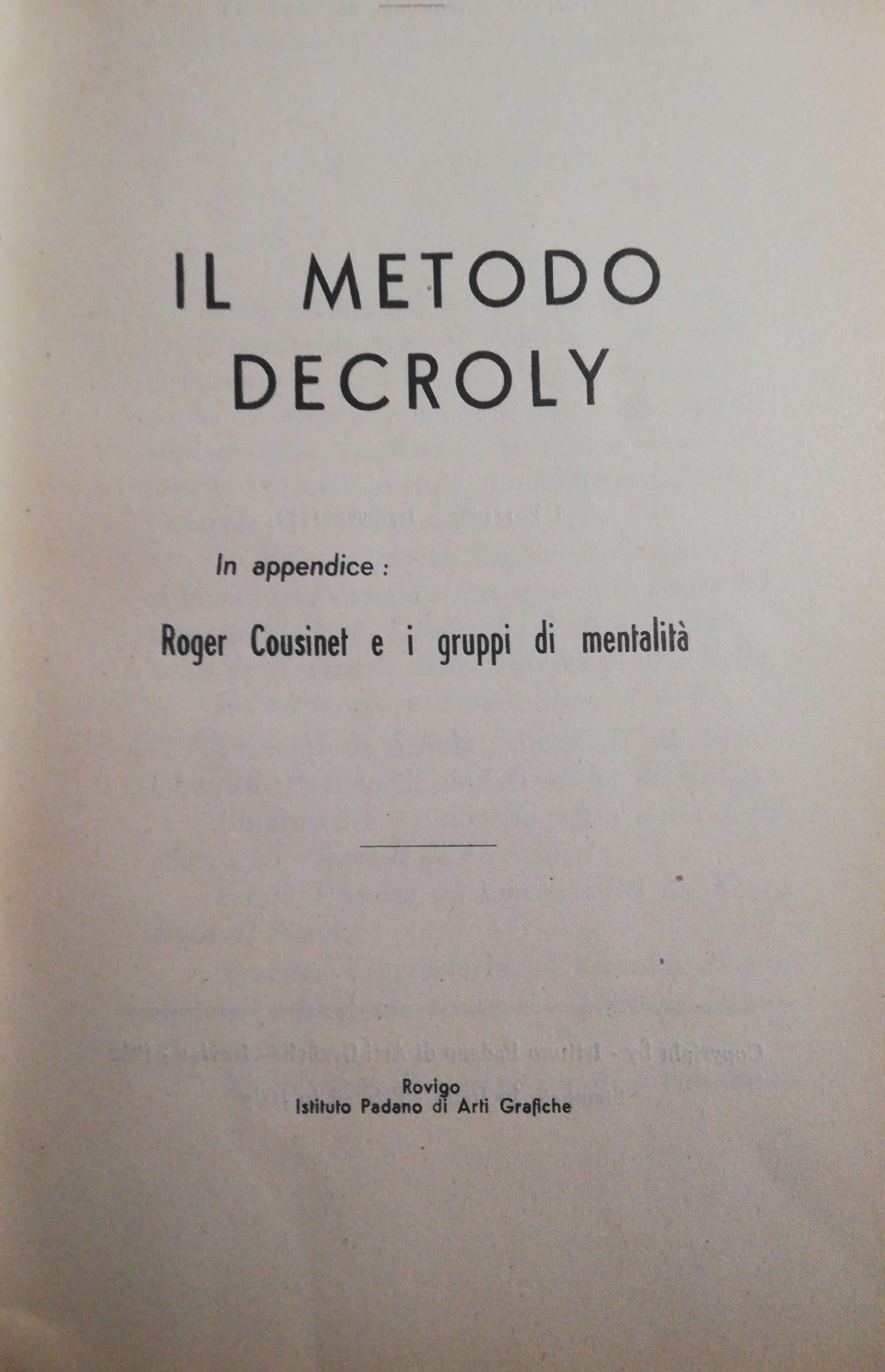 Il metodo Decroly - copertina