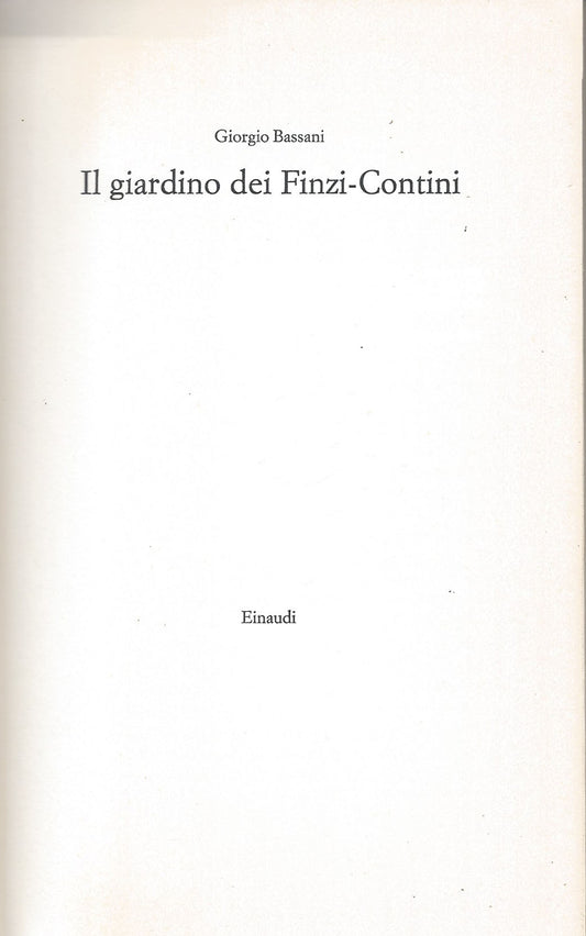 Il giardino dei Finzi-Contini - copertina
