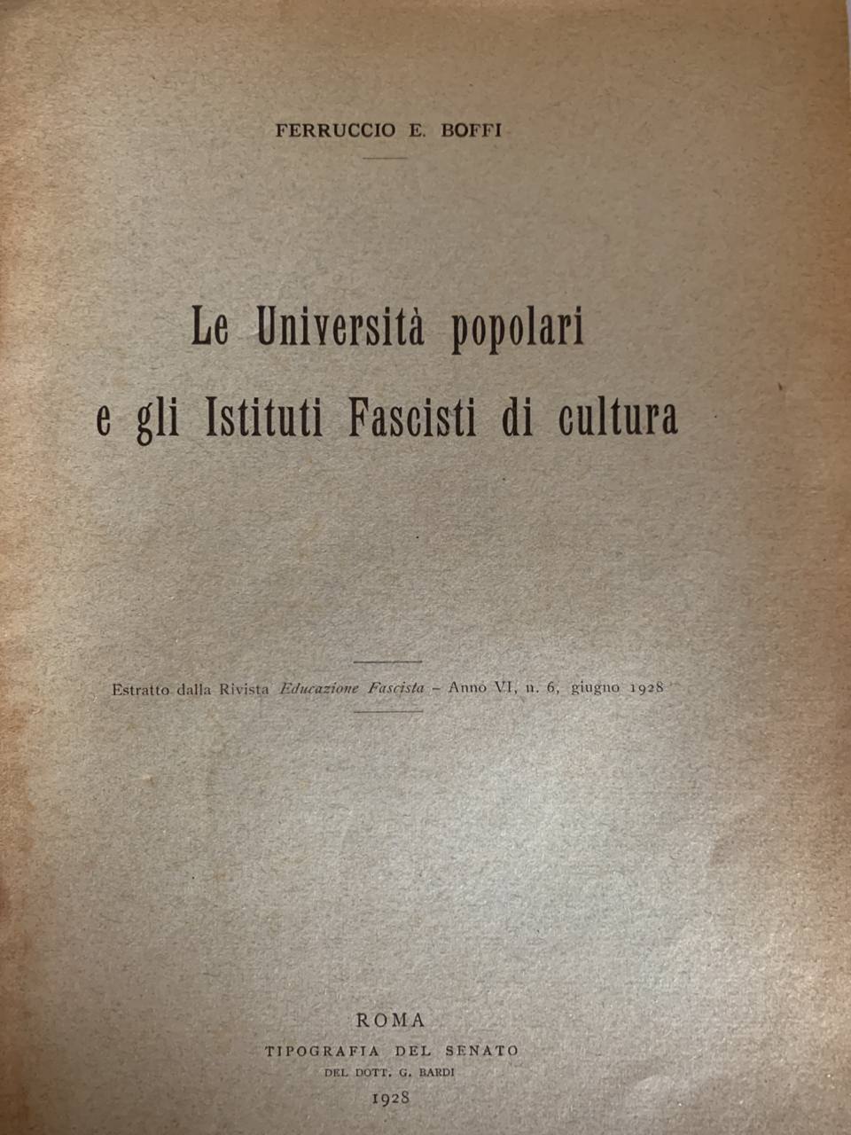 Le Università popolari e gli istituti fascisti di cultura - copertina