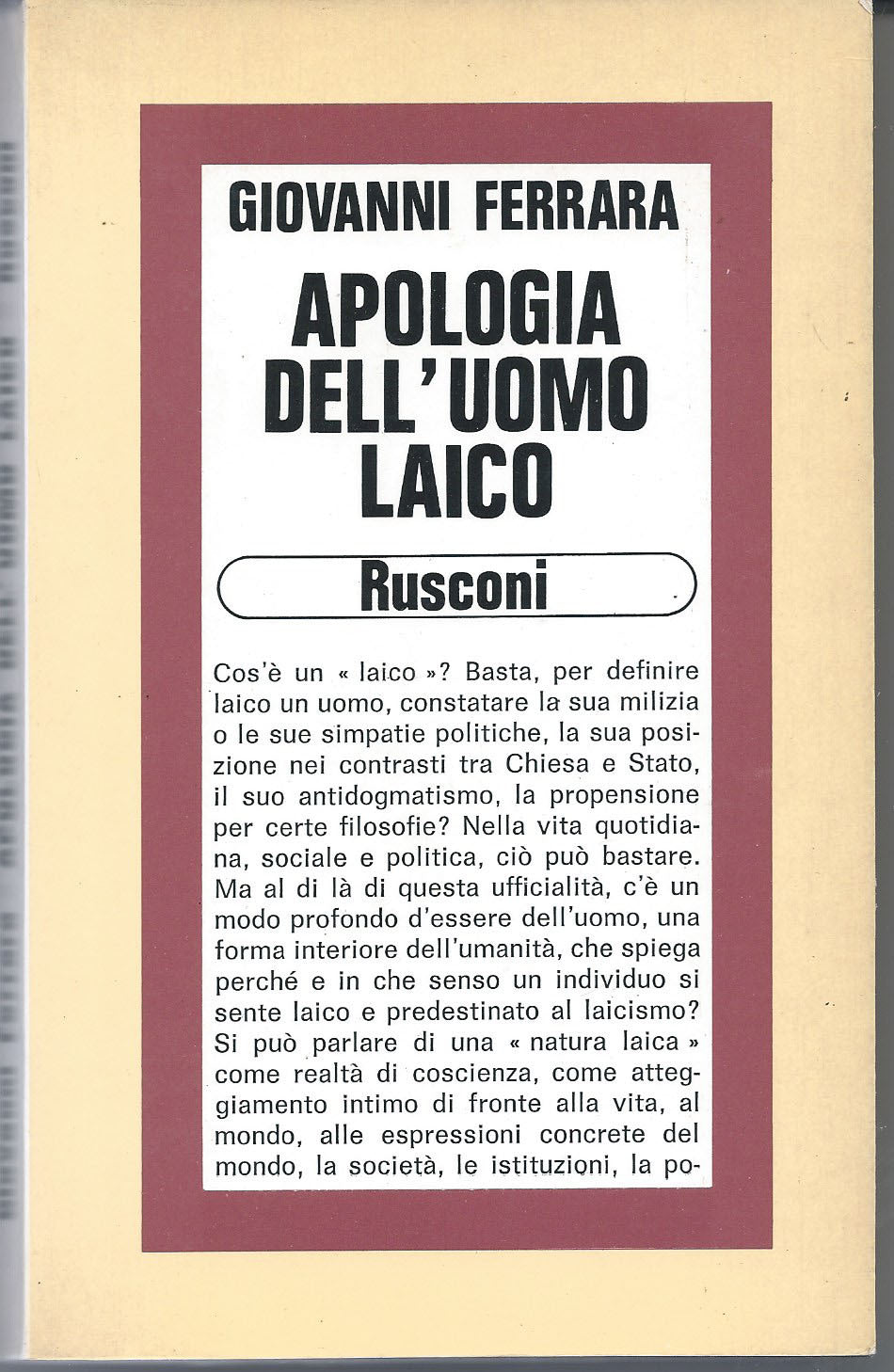 Apologia dell'uomo laico - copertina