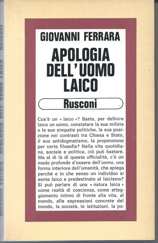Apologia dell'uomo laico - copertina