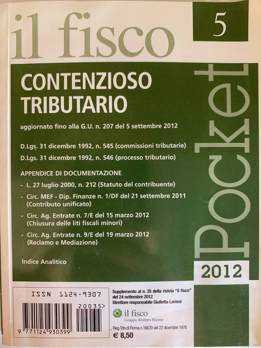 Contenzioso tributario 2012 - copertina