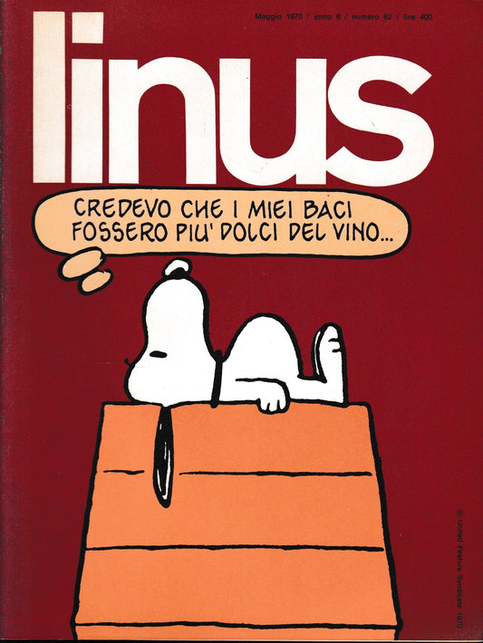 Linus. Maggio 1970 / anno 6 / n. 62 - copertina