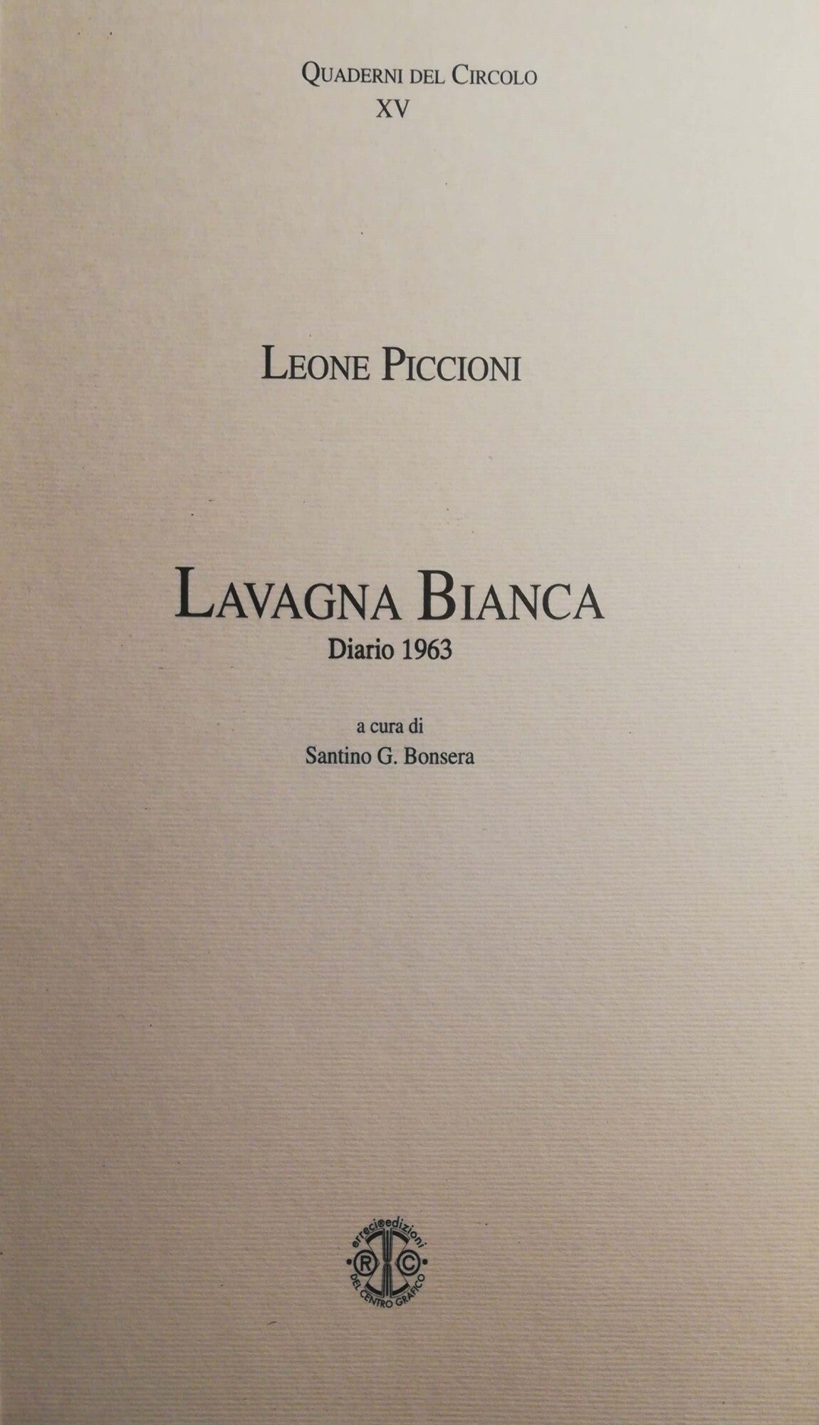 Lavagna bianca, diario 1963 - copertina