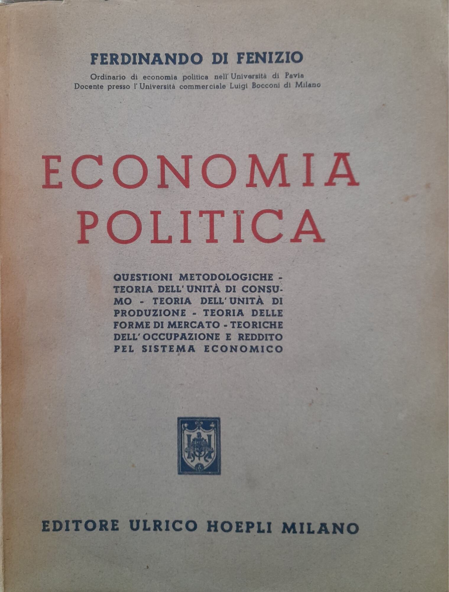 Economia politica - copertina