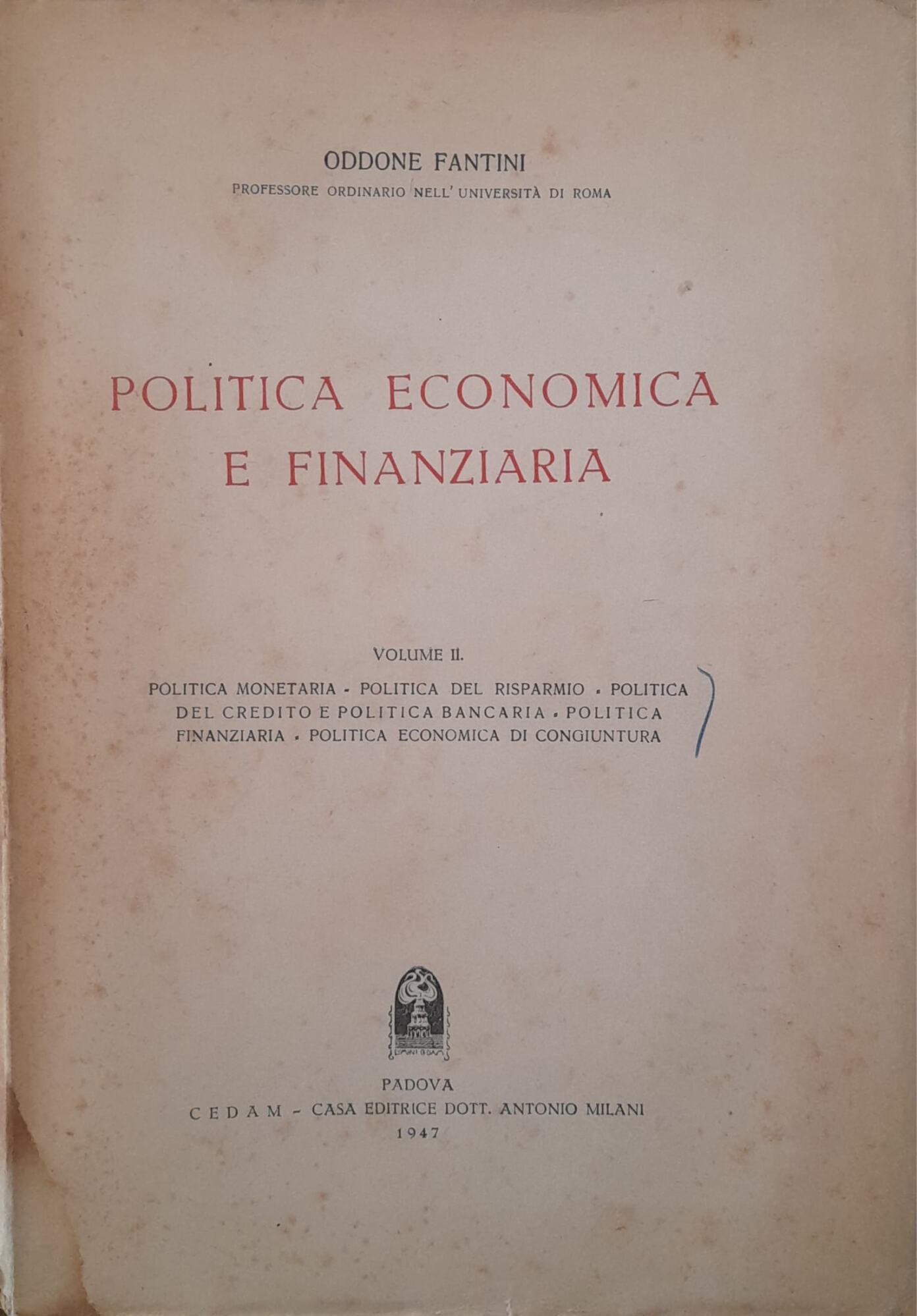 Politica economica e finanziaria - copertina