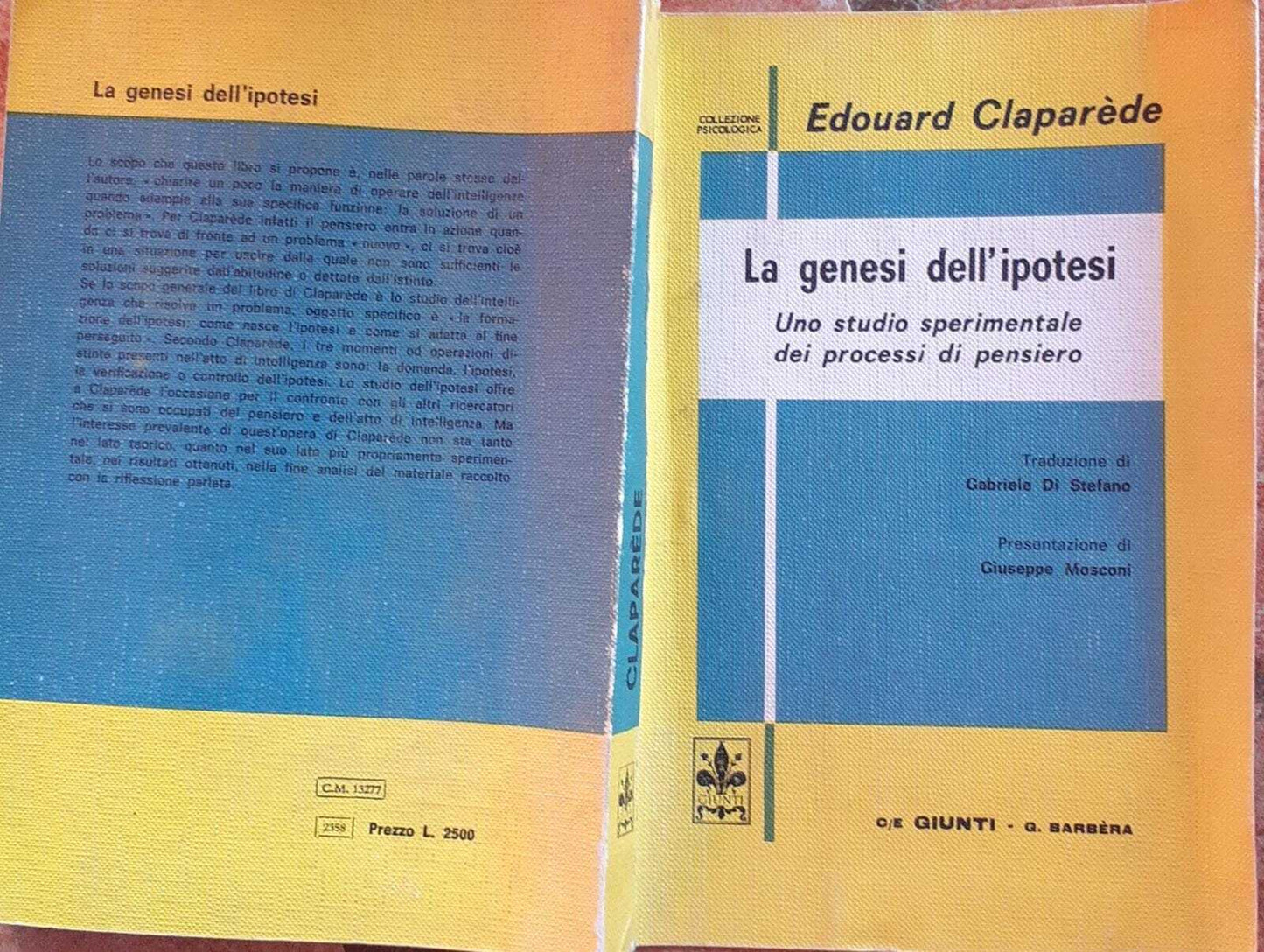 La genesi dell'ipotesi. Uno studio sperimentale dei processi di pensiero - copertina
