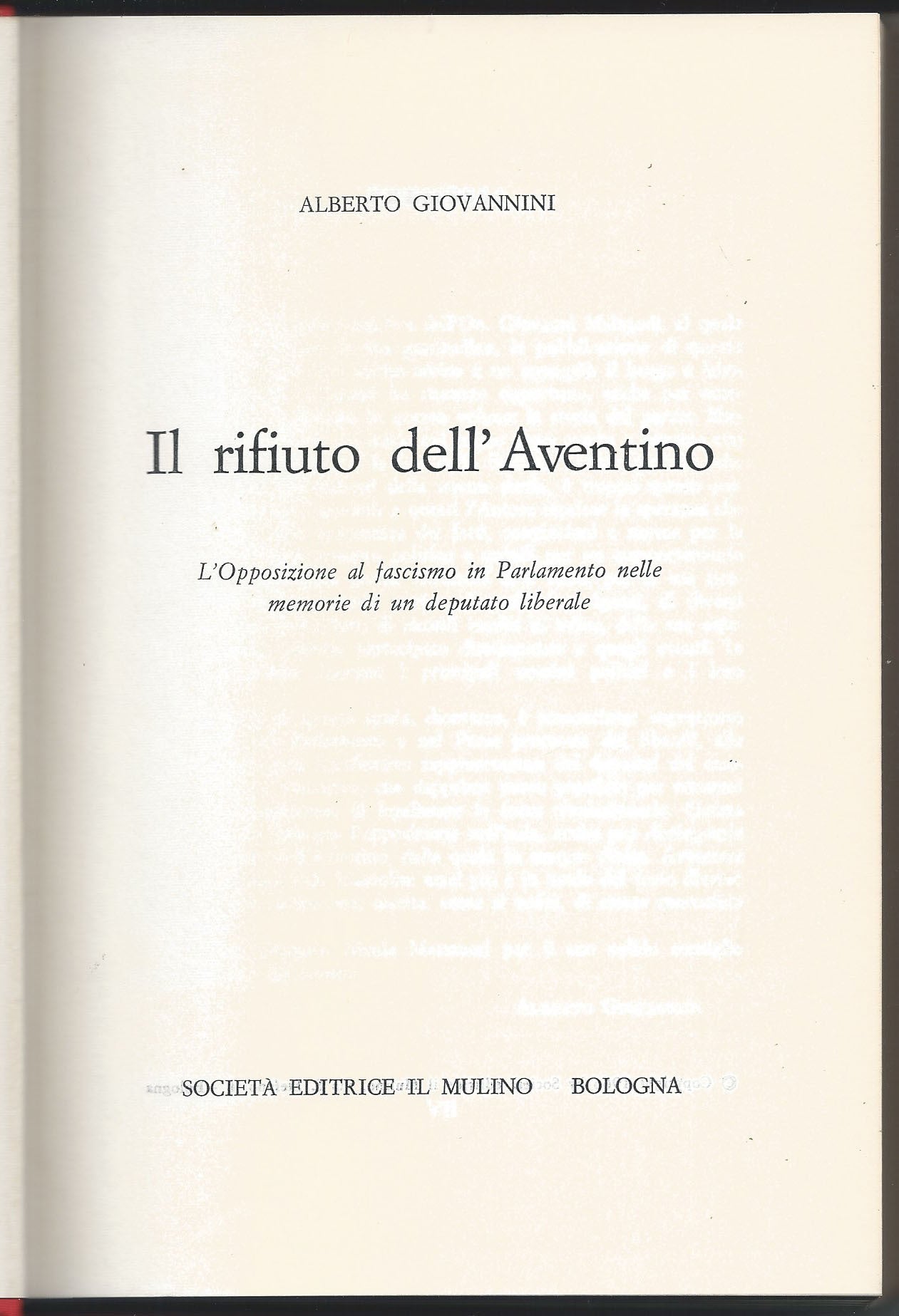 Il rifiuto dell'Aventino - copertina