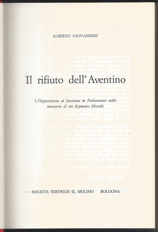 Il rifiuto dell'Aventino - copertina