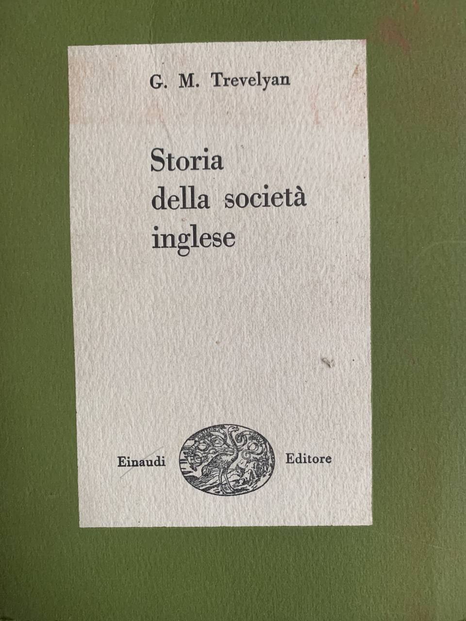 Storia della società inglese - copertina