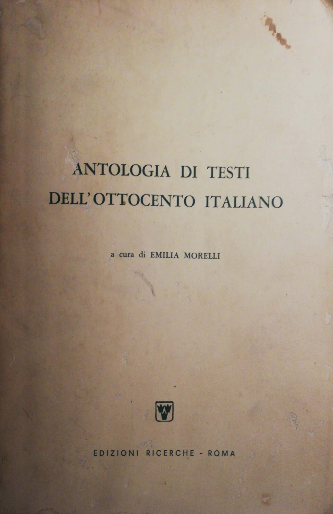 Antologia di testi dell'ottocento italiano - copertina