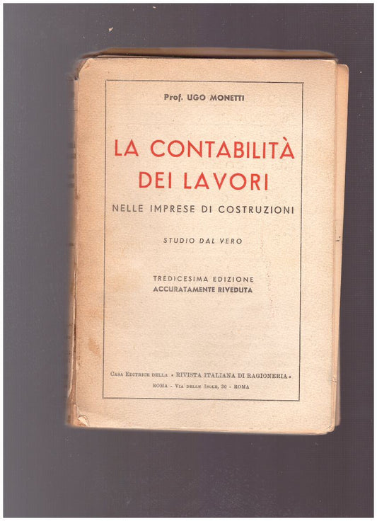 LA CONTABILITA' DEI LAVORI NELLE IMPRESE DI COSTRUZIONI - copertina