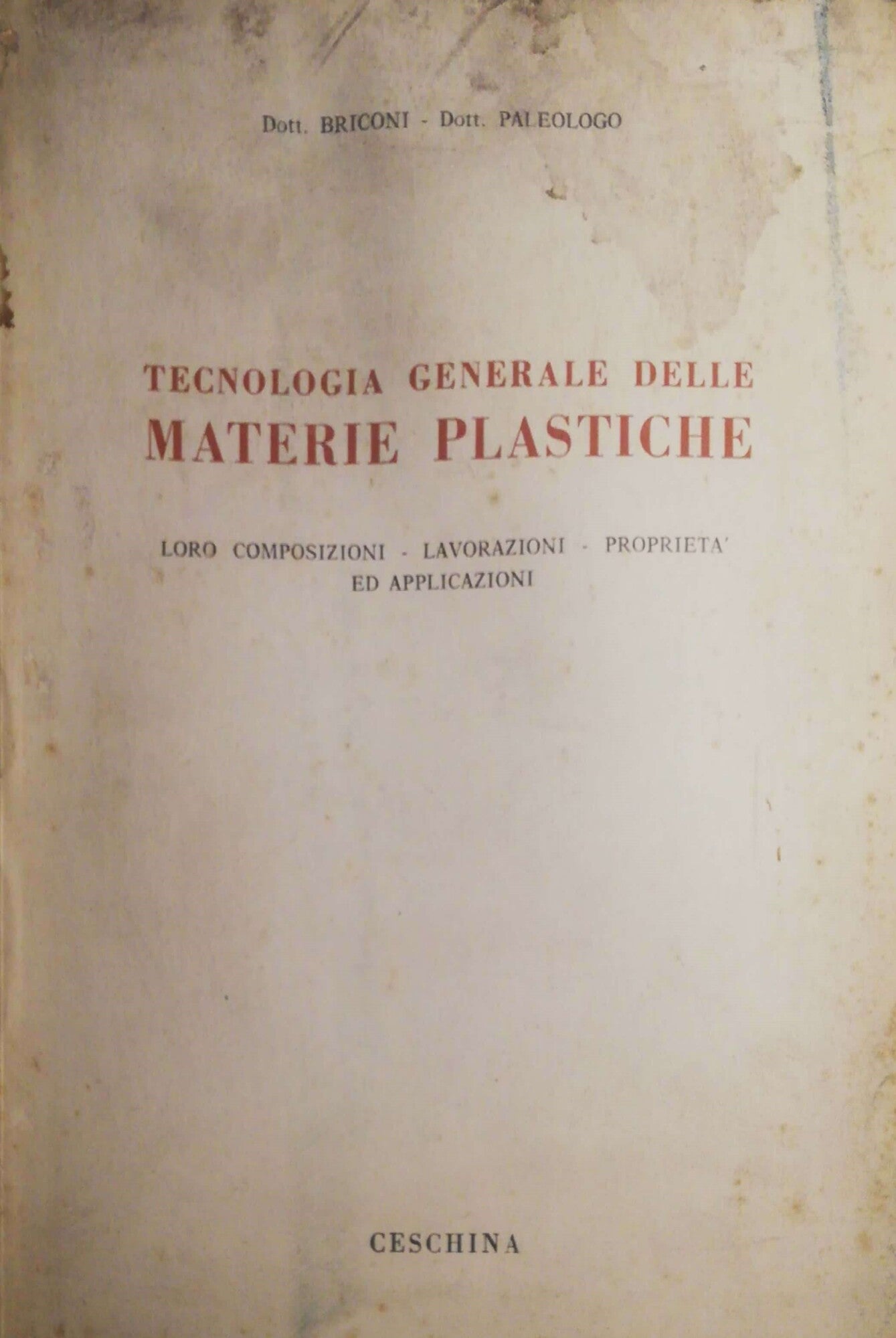 Teconologia generale delle materie plastiche - copertina